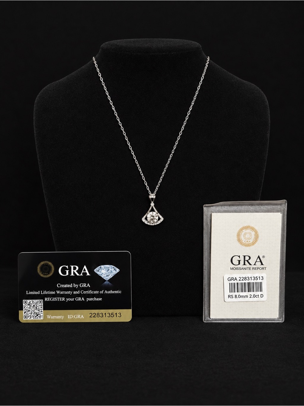 GRA Certified 2CT Moissanite Teardrop Pendant Necklace